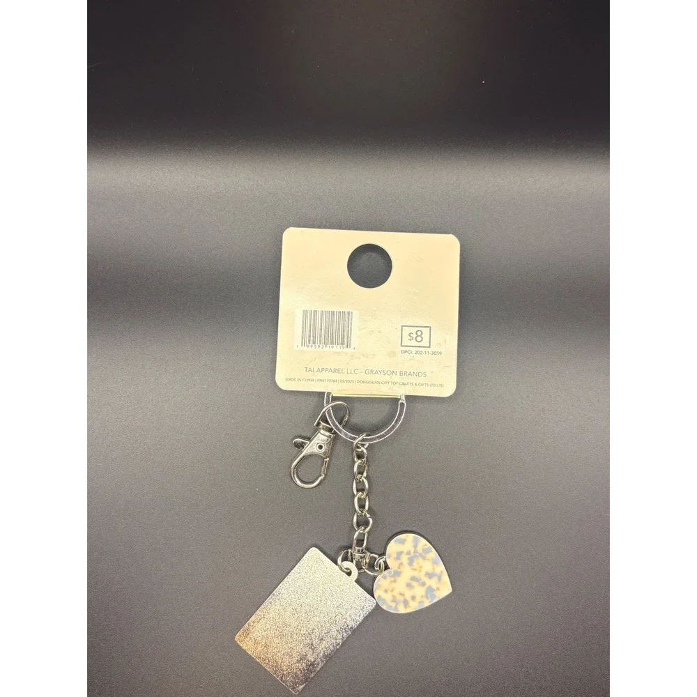 Grayson Threads Kids Ace of Hearts Playing Card Heart Charm Keychain Silver Tone